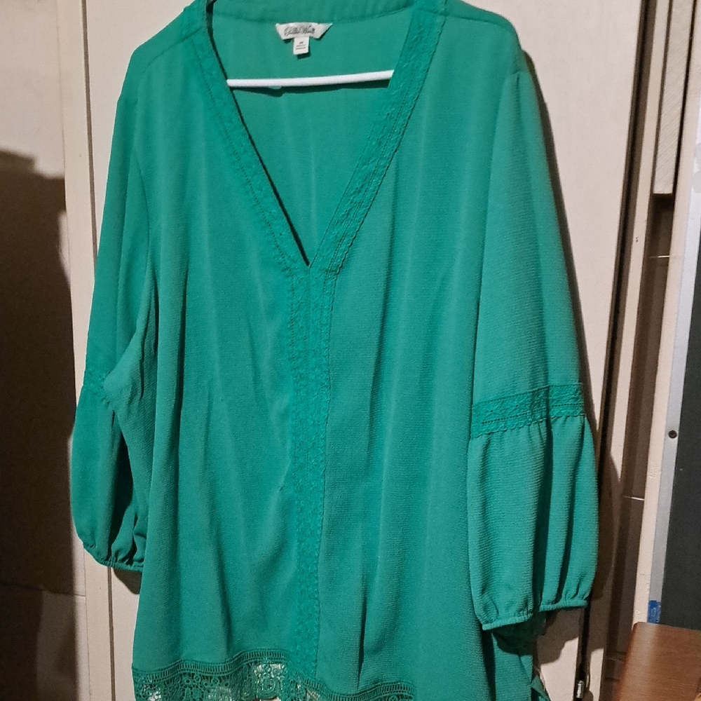Elegant Green Women's Top along with belted dress both size 3x sold together